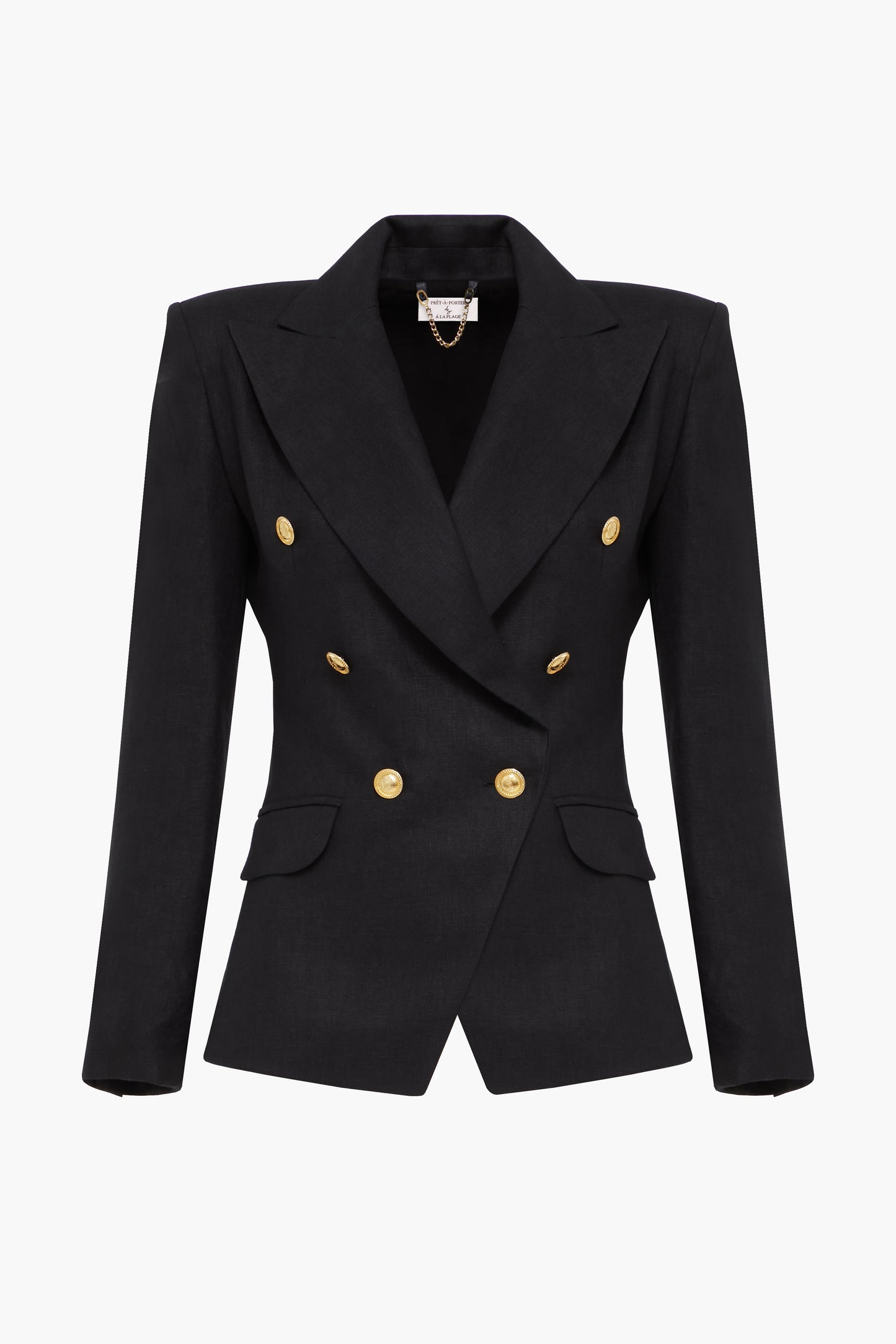 Linen Double-Breasted Blazer "Amour Noir"