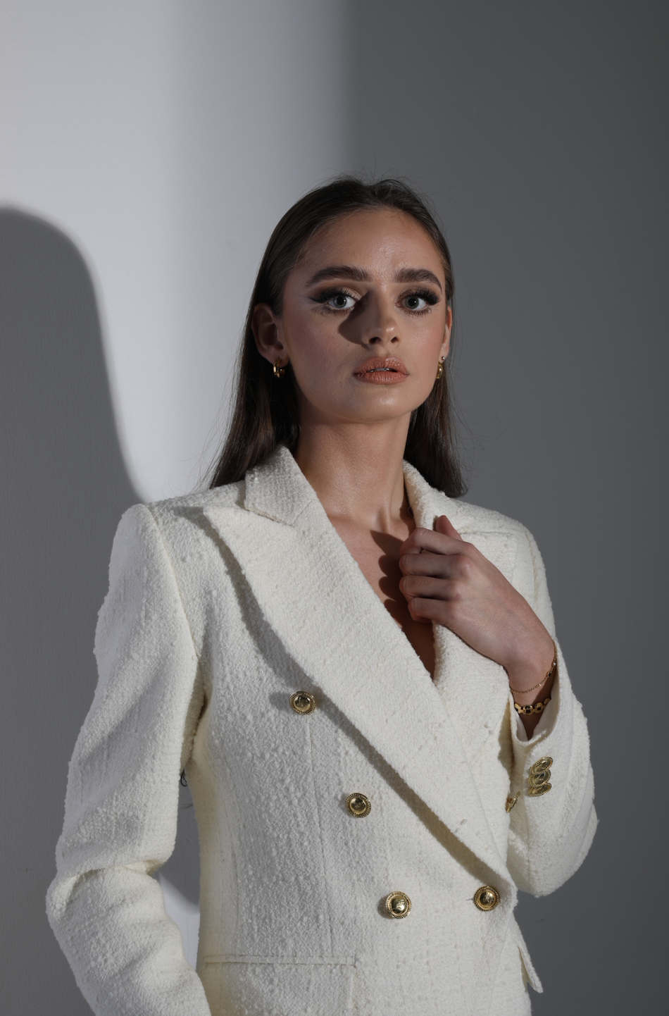 Double-buttoned tweed blazer " CRÉME DE LA CRÉME"