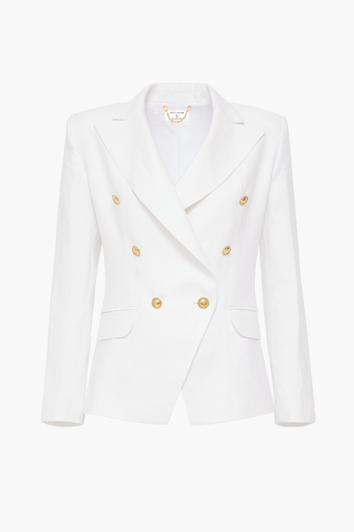 Linen Double-Breasted Blazer "Blanc de la nuit"